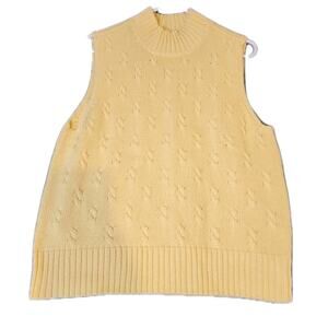 Vtg Talbots Womens Sz L Cable‎ Knit Yellow Pullover Fisherman Golf Sweater NWT